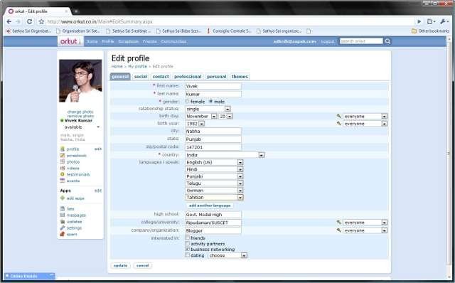 Orkut does not support sanskrit Settings for Language Known in Orkut